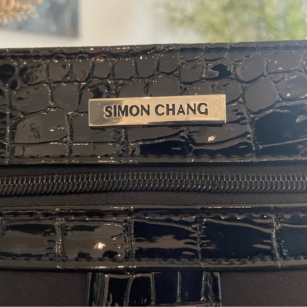 Simon Chang Black Crocodile-Embossed Purse
